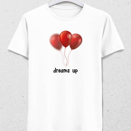 Dreams Up Erkek Beyaz Tişört - basmatik.com