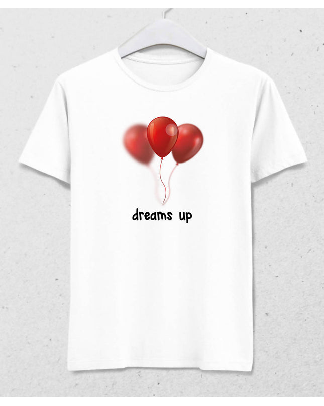 Dreams Up Erkek Beyaz Tişört - basmatik.com