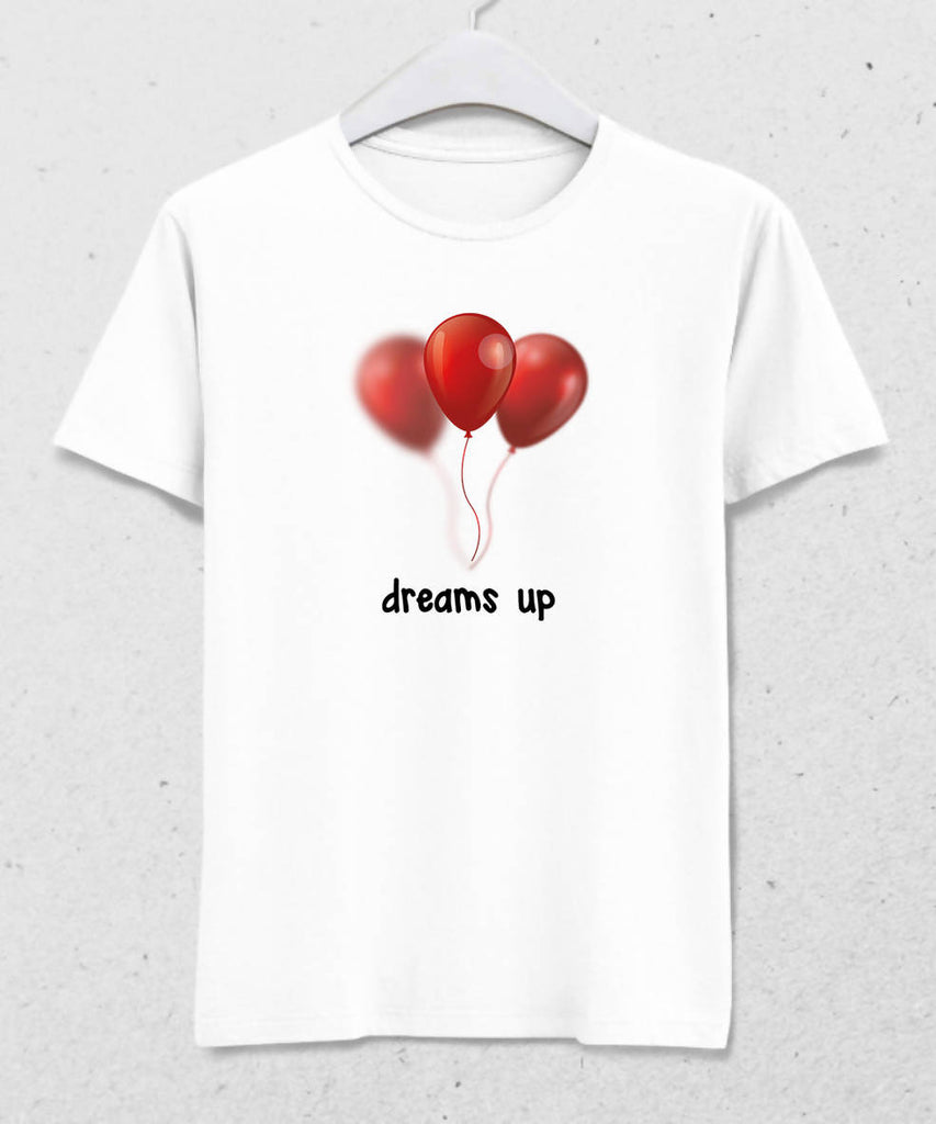 Dreams Up Erkek Beyaz Tişört - basmatik.com