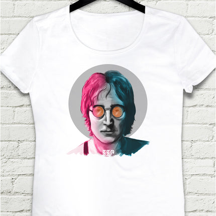 John Lennon Beyaz Tişört - basmatik.com