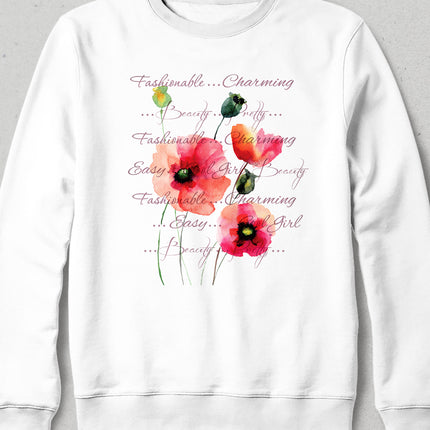 Karanfil beyaz sweatshirt - basmatik.com