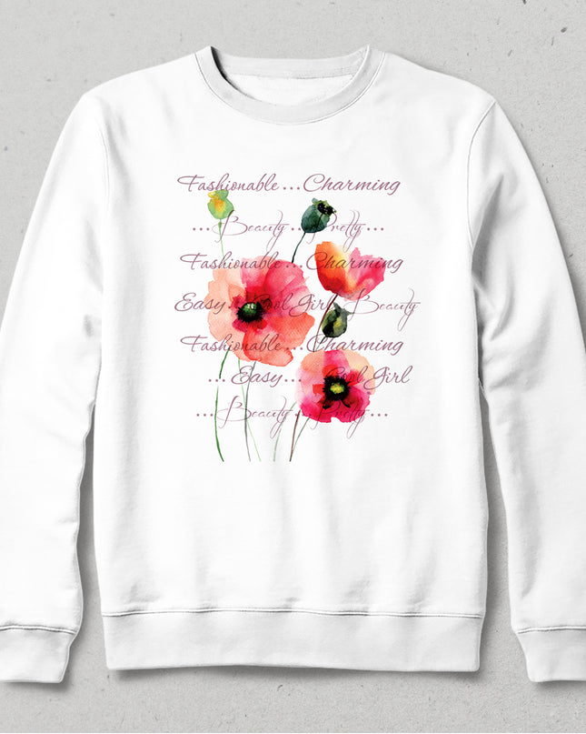 Karanfil beyaz sweatshirt - basmatik.com