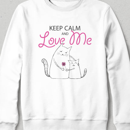 Keep calm love me  beyaz sweatshirt - basmatik.com