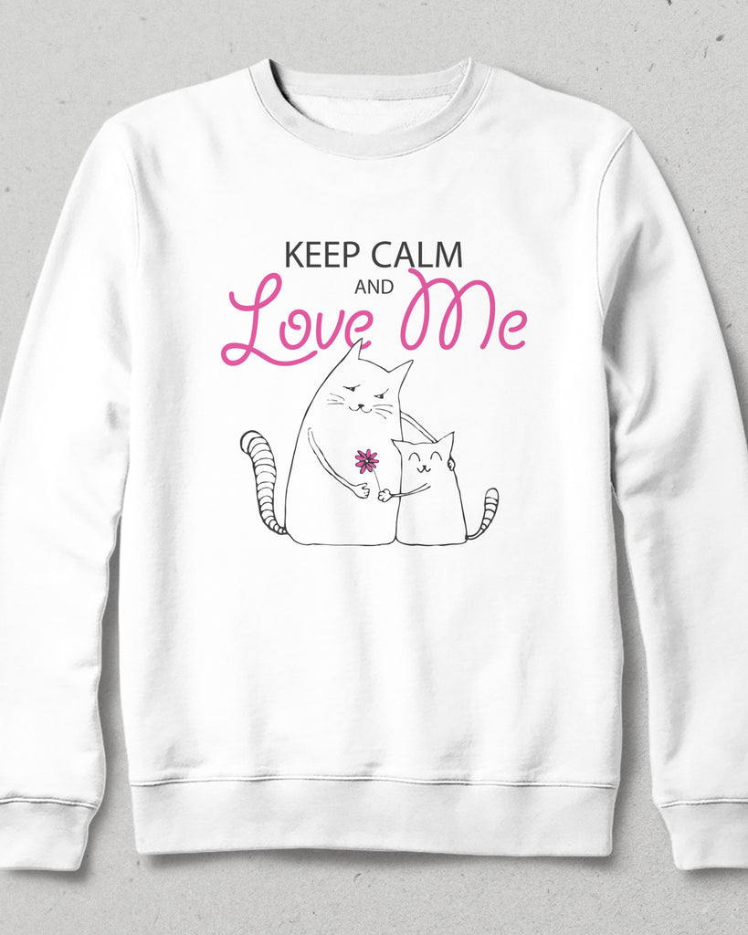 Keep calm love me  beyaz sweatshirt - basmatik.com