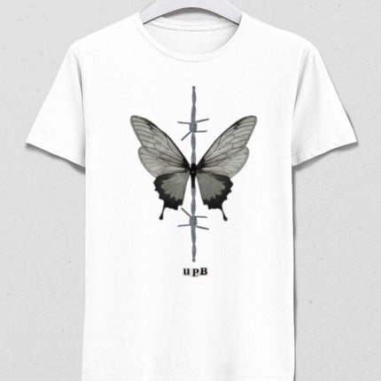 Kelebek Beyaz Tişört - basmatik.com