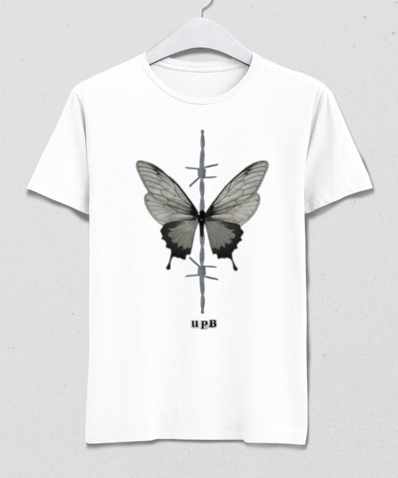 Kelebek Beyaz Tişört - basmatik.com