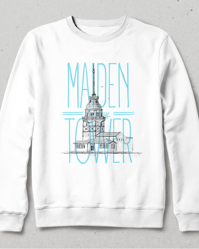 Kız kulesi beyaz sweatshirt - basmatik.com