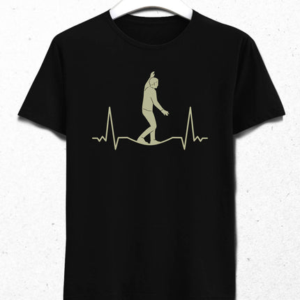 Slackline Heartbeat Erkek Siyah Tişört - basmatik.com