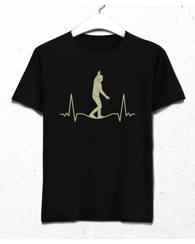 Slackline Heartbeat Erkek Siyah Tişört - basmatik.com