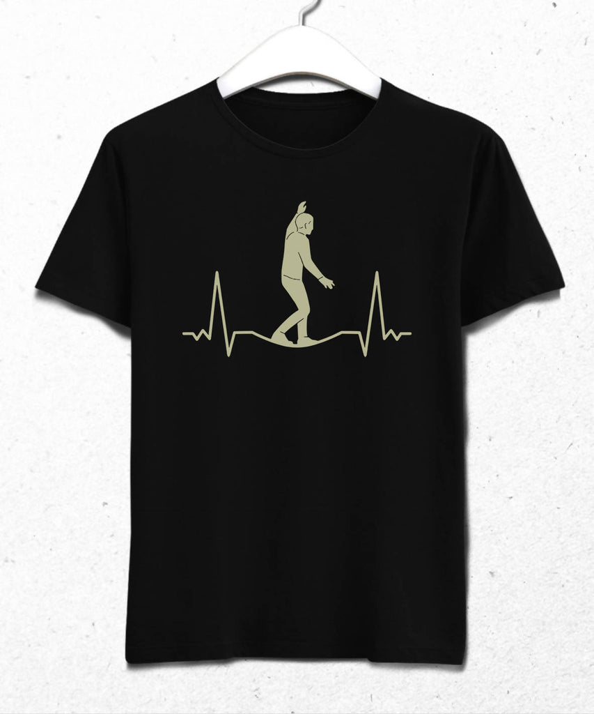 Slackline Heartbeat Erkek Siyah Tişört - basmatik.com