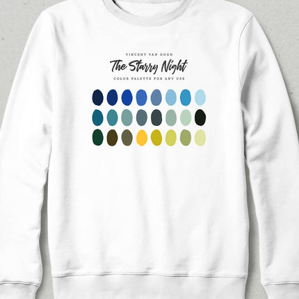 Vincent Van Gogh, The Starry Night Color Palette Sweatshirt