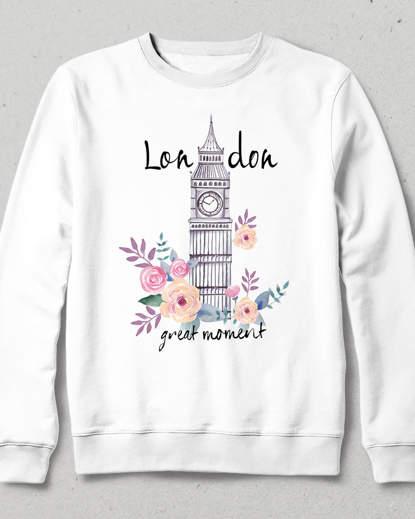 London beyaz sweatshirt - basmatik.com