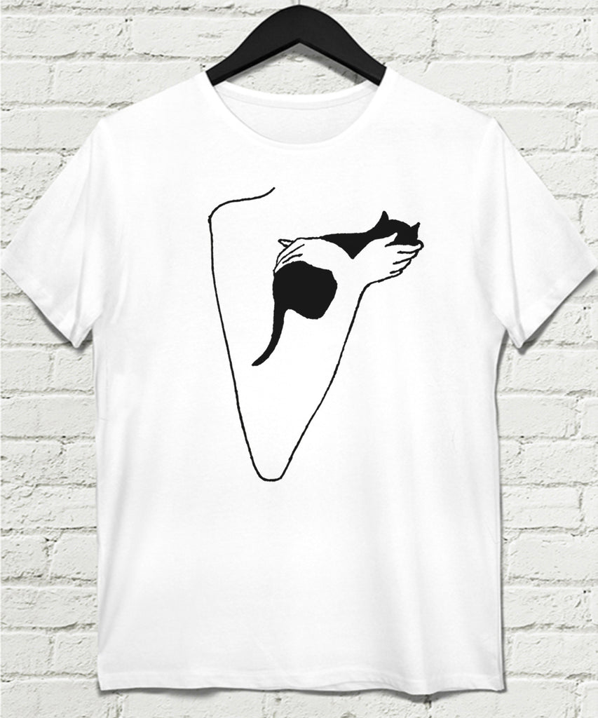 Love Cat Beyaz Tişört - basmatik.com
