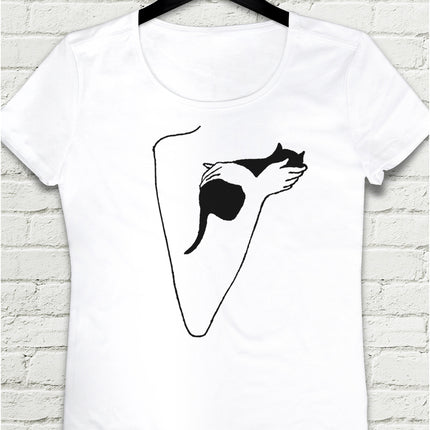 Love Cat Beyaz Tişört - basmatik.com