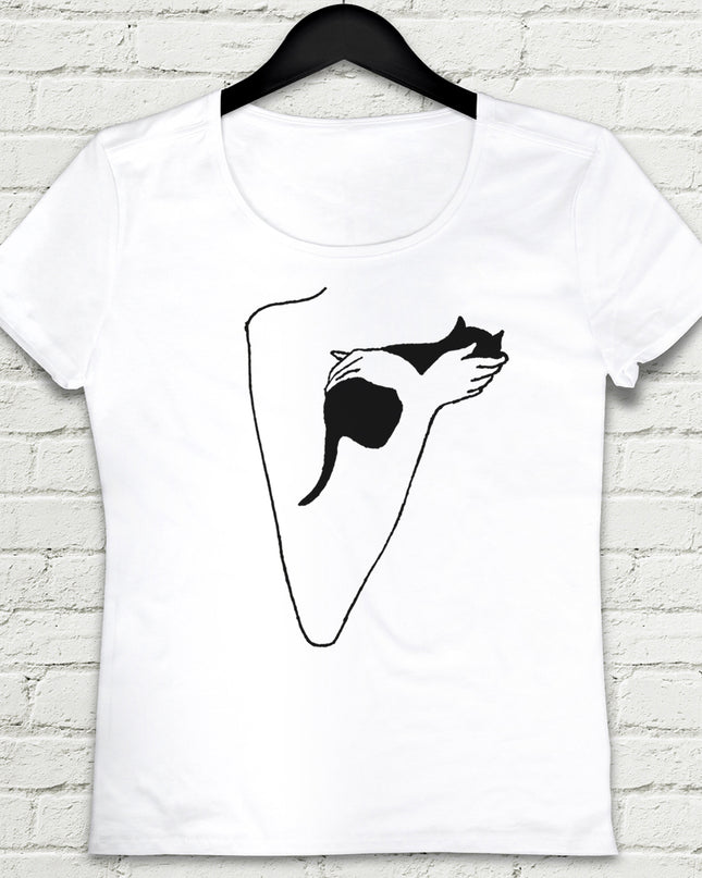 Love Cat Beyaz Tişört - basmatik.com