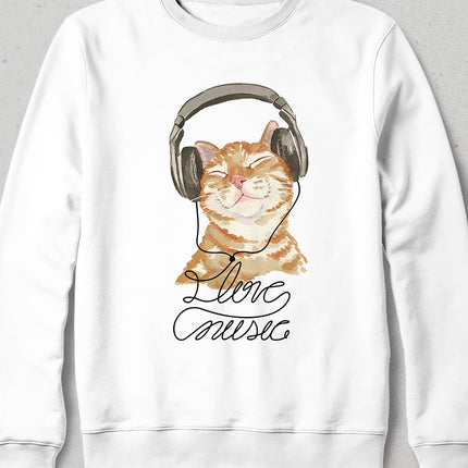 Love music beyaz sweatshirt - basmatik.com