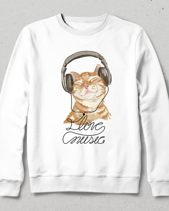 Love music beyaz sweatshirt - basmatik.com