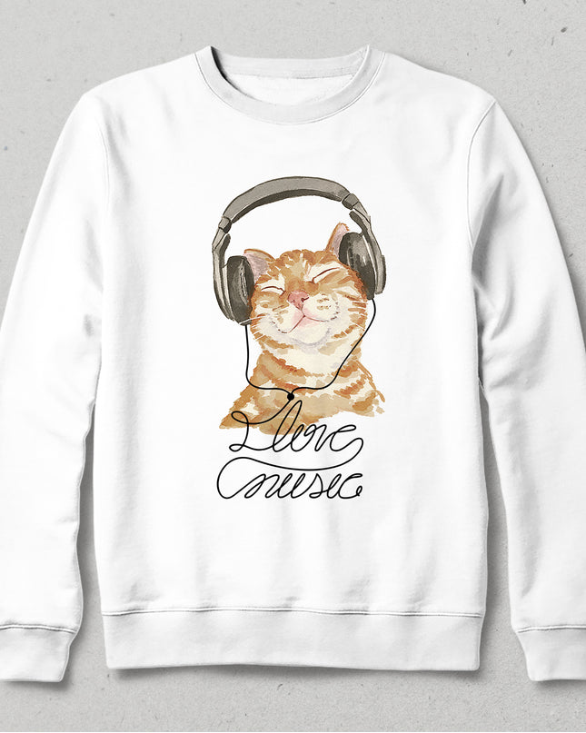 Love music beyaz sweatshirt - basmatik.com