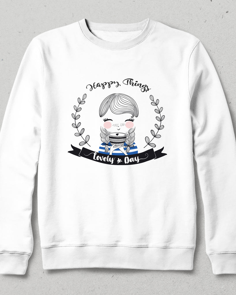 lovely day beyaz sweatshirt - basmatik.com