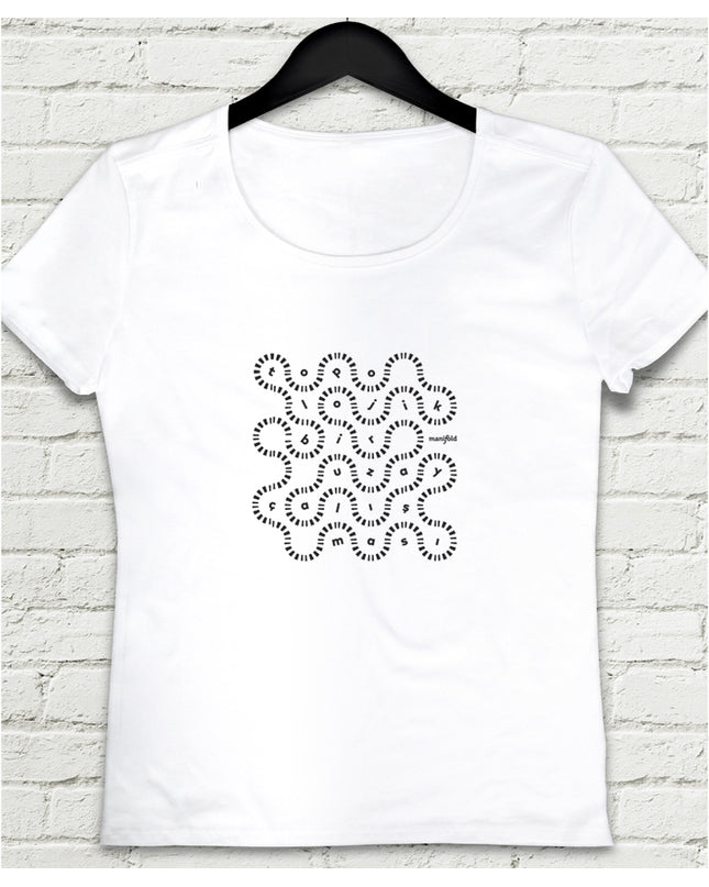 Manifold Tırtıl beyaz kadın tişört - basmatik.com