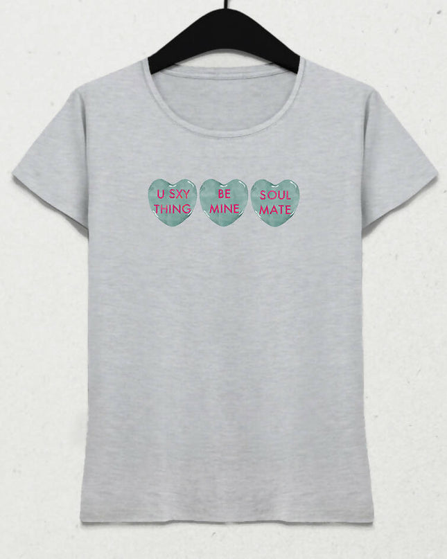 Valentine's IV, Kalpli Slogan Kadın Tişört