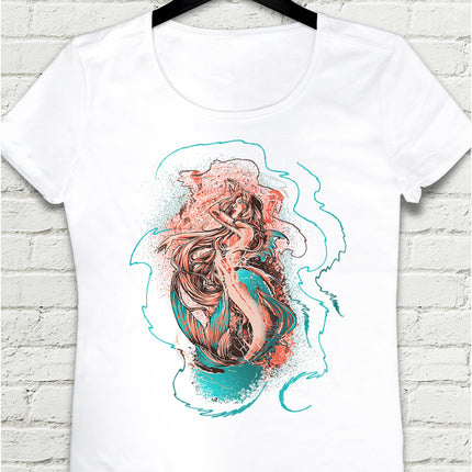 Mermaid Beyaz Tişört - basmatik.com