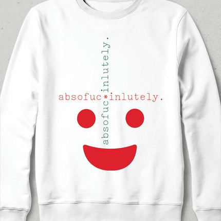 Absofuc*inlutely Yazılı ve Emojili Özgün Tasarım Unisex Kapşonsuz Sweatshirt