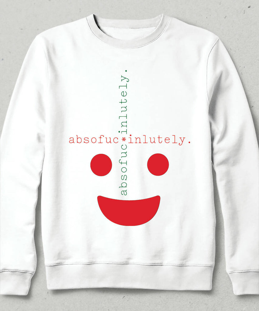 Absofuc*inlutely Yazılı ve Emojili Özgün Tasarım Unisex Kapşonsuz Sweatshirt
