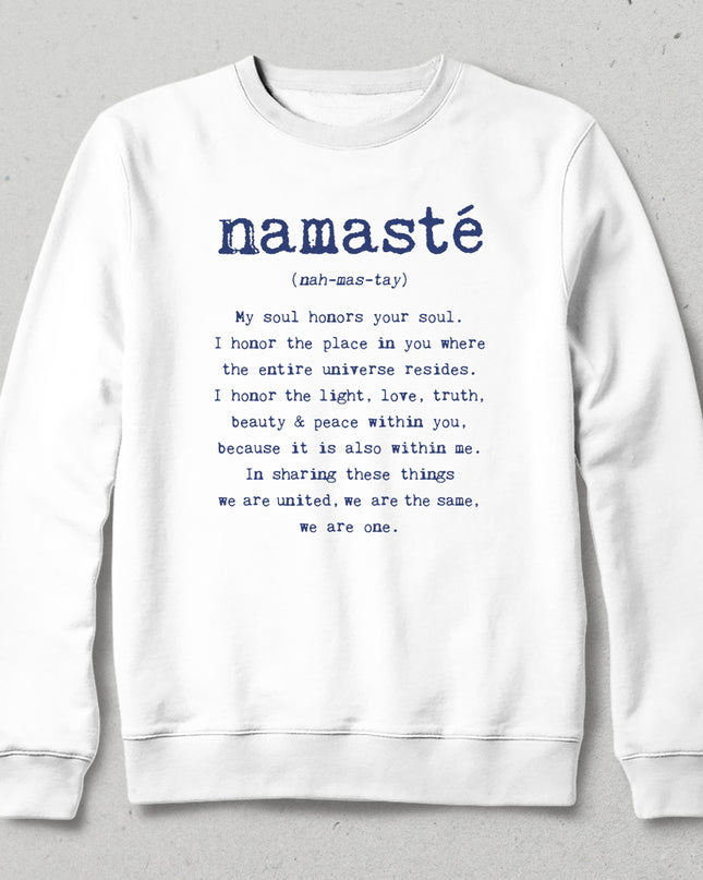 namaste beyaz sweatshirt - basmatik.com