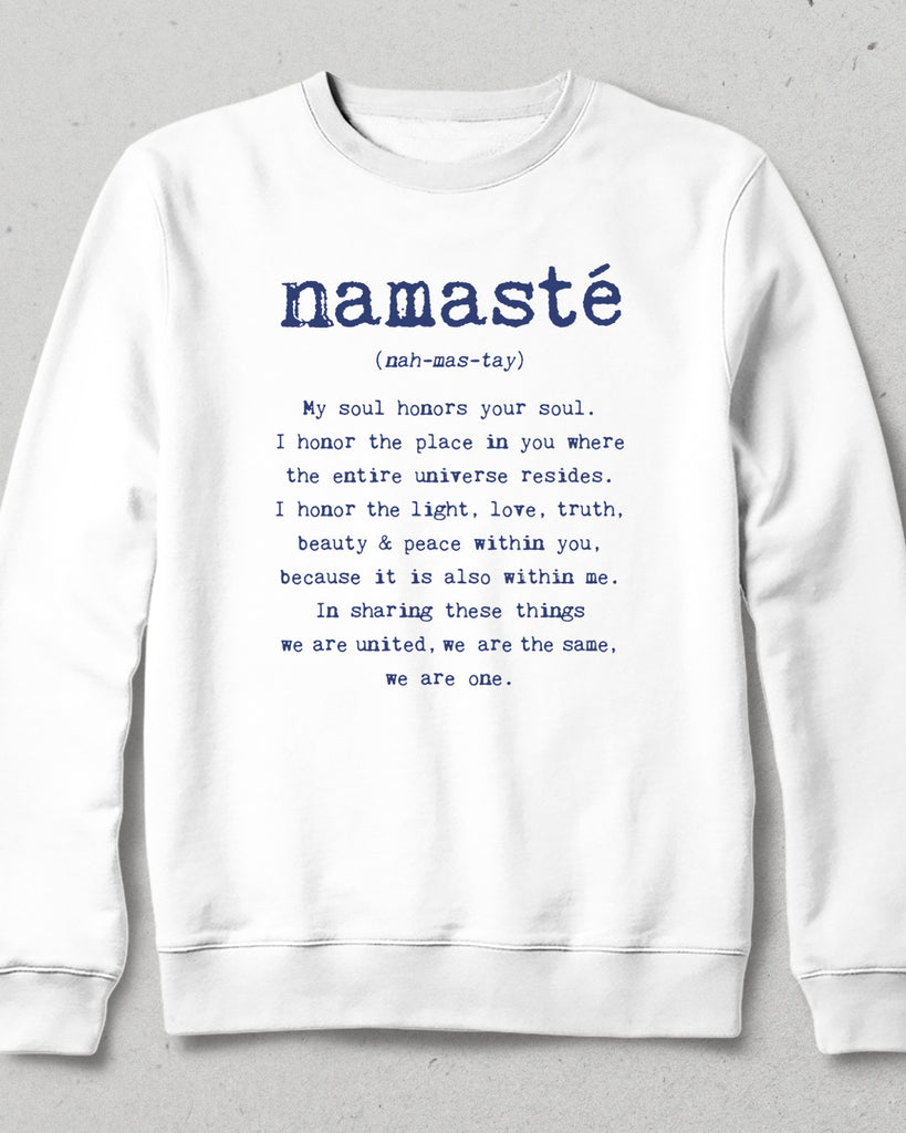 namaste beyaz sweatshirt - basmatik.com