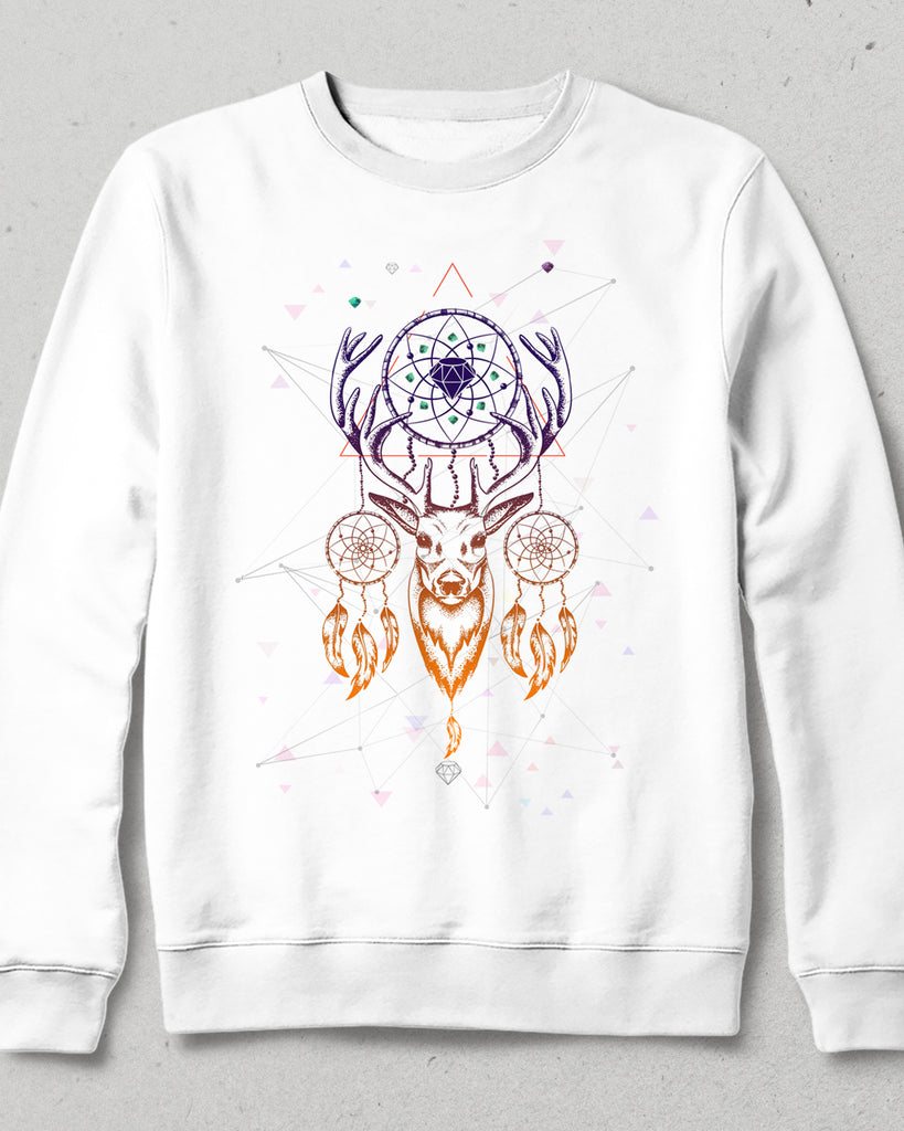 Native deer beyaz sweatshirt - basmatik.com