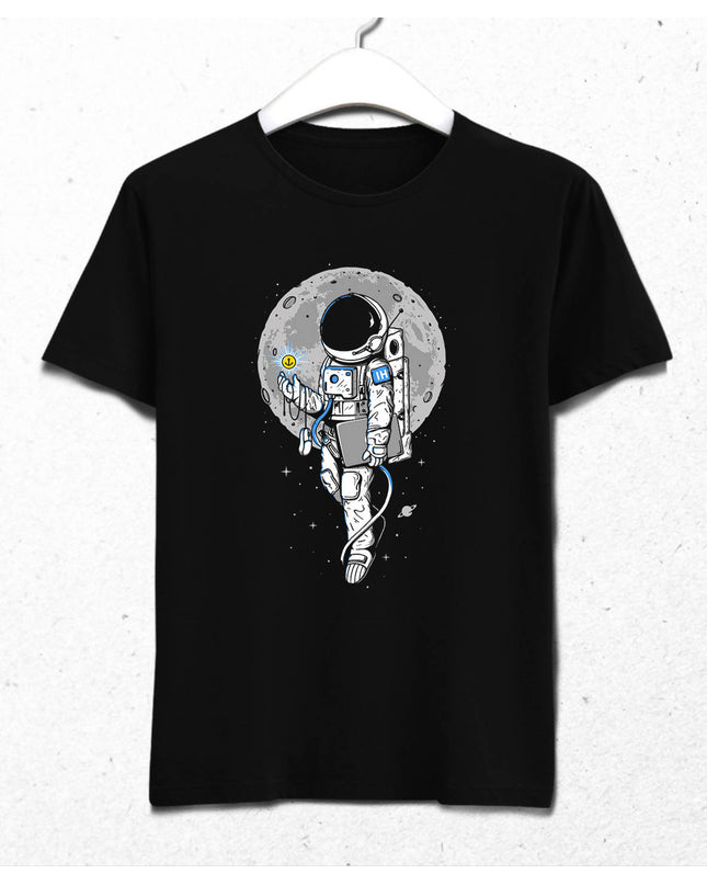 Astronot Erkek Siyah Tişört