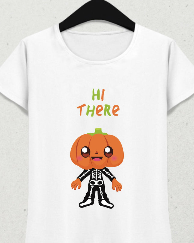 Hi There Skeleton Pumpkin Halloween Tshirt 