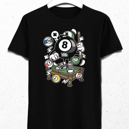 Bilardo Oynayan Sekiz Topu T-shirt - basmatik.com