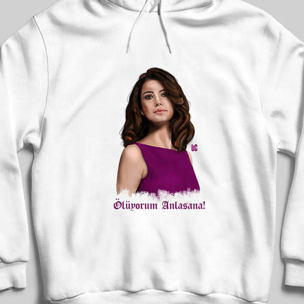 Kapüşonlu Sweatshirt - Bihter - Ölüyorum Anlasana - basmatik.com