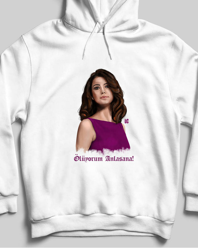 Kapüşonlu Sweatshirt - Bihter - Ölüyorum Anlasana - basmatik.com