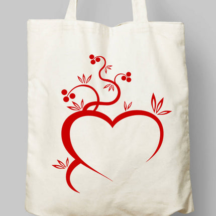 Kalp Temalı Bez Çanta - basmatik.com