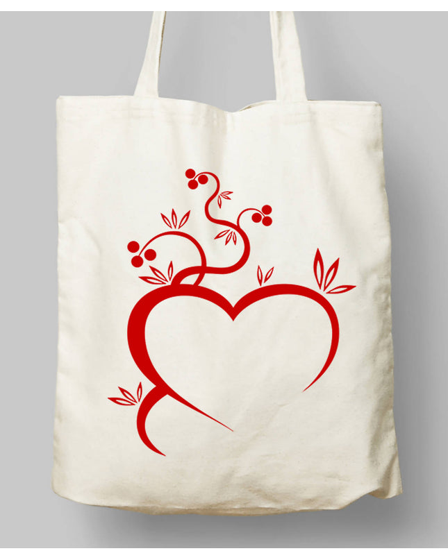 Kalp Temalı Bez Çanta - basmatik.com