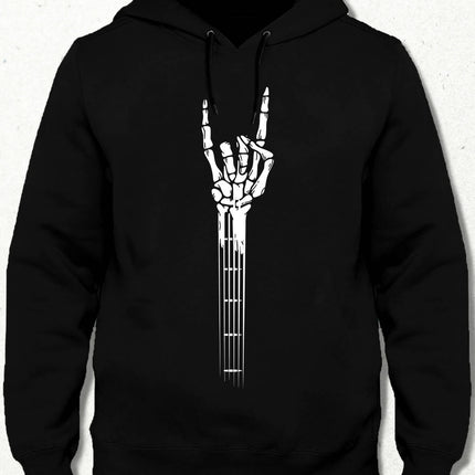 Skeleton Hand Guitar - Rock And Roll V2 Hooded Sweatshirt