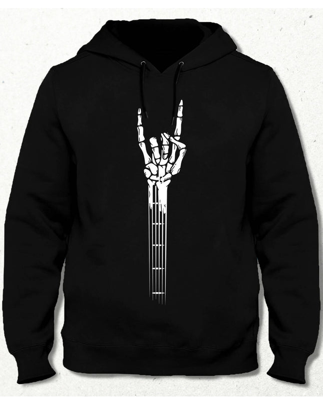 Skeleton Hand Guitar - Rock And Roll V2 Hooded Sweatshirt