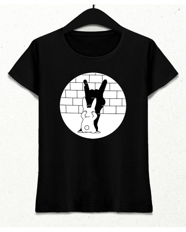 Rabbit Shadow - Tavşan Gölge Oyunu Kadın Tişört - basmatik.com