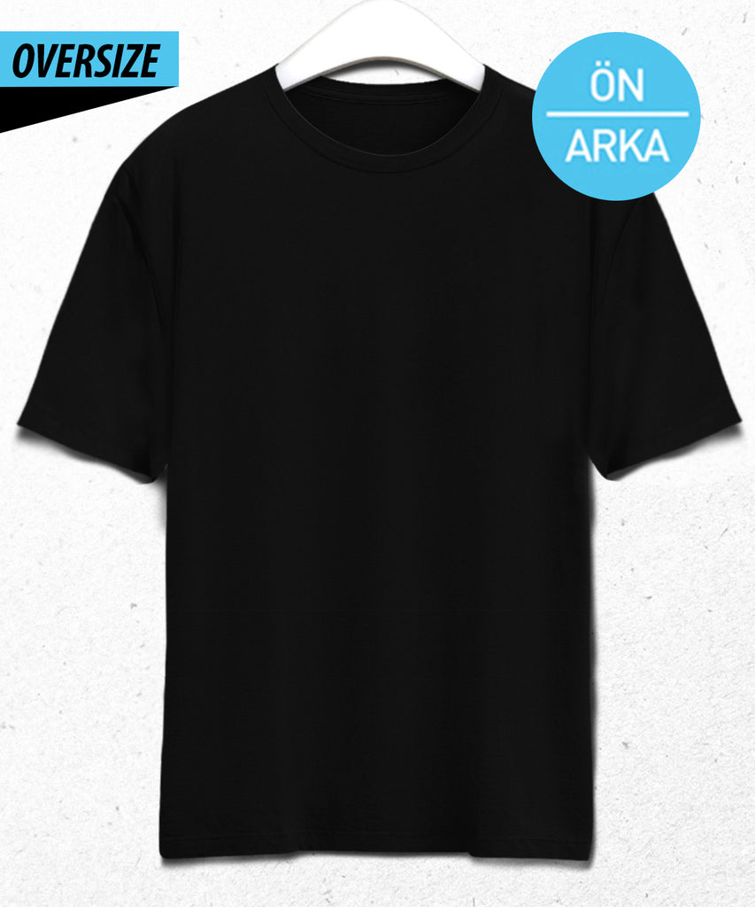 ön ve arka baskılı Oversize siyah tişört - basmatik.com