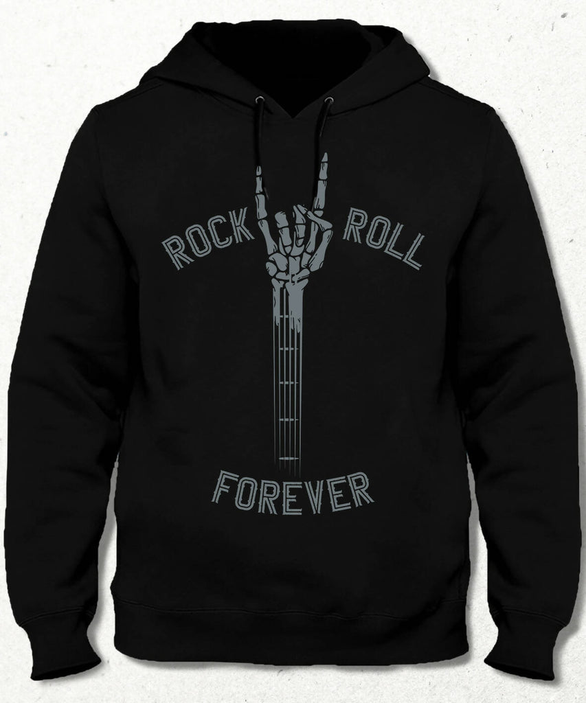 Rock And Roll Forever - Skeleton Hand Guitar Kapüşonlu Sweatshirt