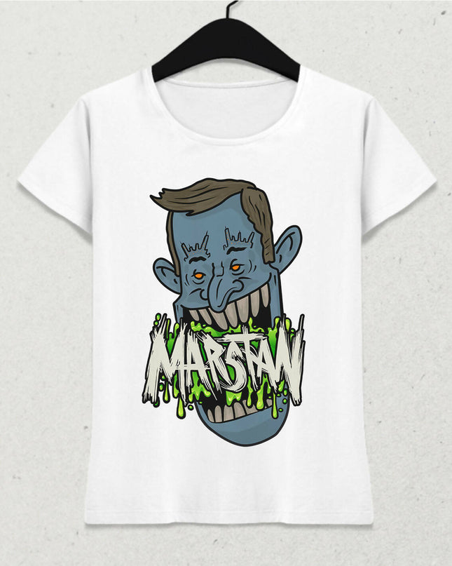 Marstan Canavar Tişört - Kadın (Beyaz - Siyah)