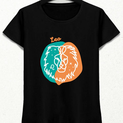 Aslan Burcu - Leo Minimalist Renkli Tasarım Kadın T-Shirt