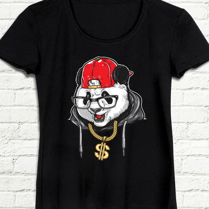 Panda Siyah Tişört - basmatik.com