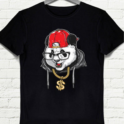 Panda Siyah Tişört - basmatik.com