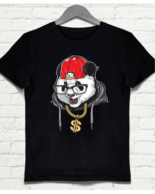 Panda Siyah Tişört - basmatik.com