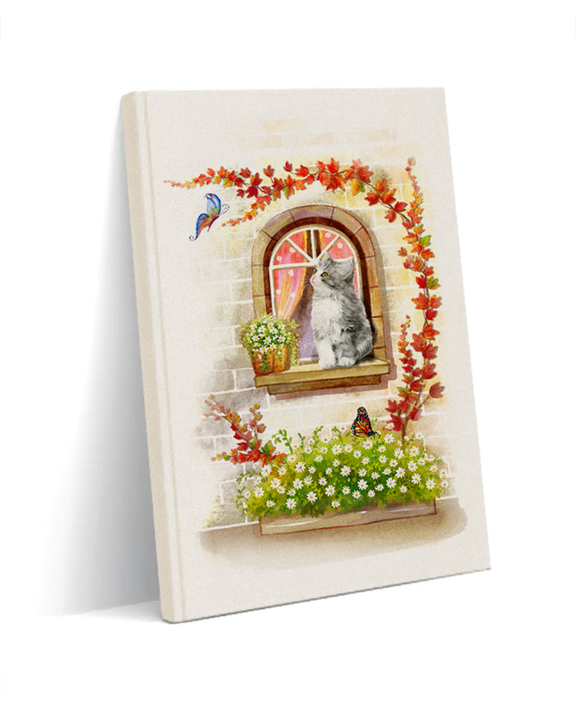 pencere kedisi kanvas defter - basmatik.com