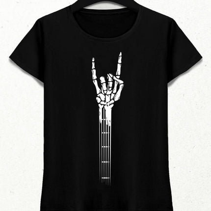 Skeleton Hand Guitar - Rock And Roll V2 Kadın Tişört